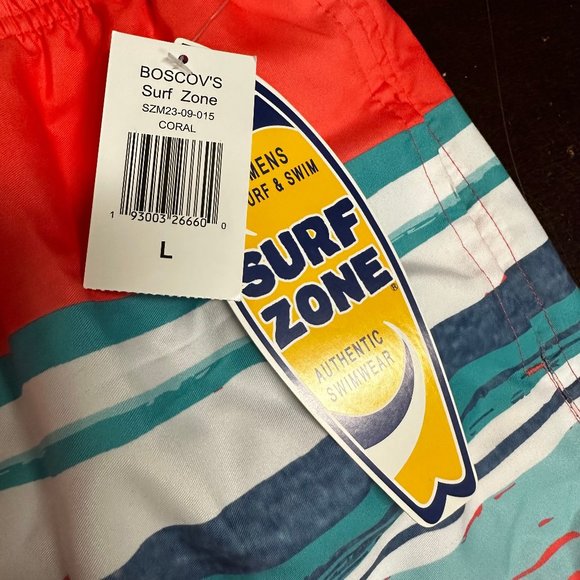 Surf Zone Mens Orange Elastic Waist Pockets Authentic Swimwear Shorts Size Large - Picture 2 of 2